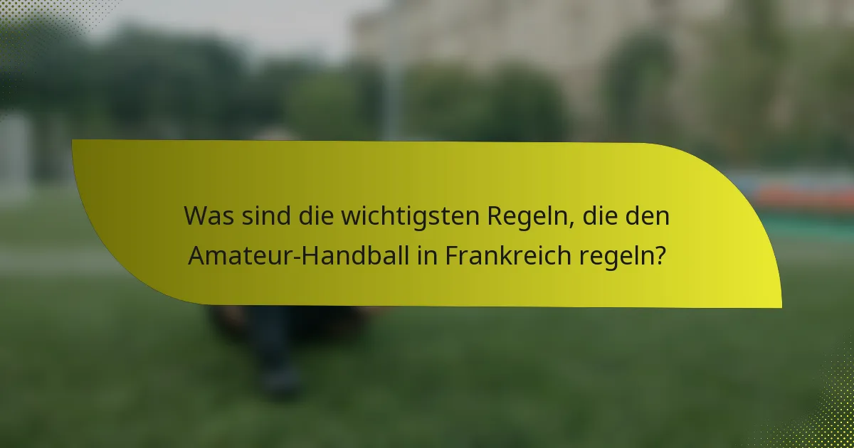 Was sind die wichtigsten Regeln, die den Amateur-Handball in Frankreich regeln?