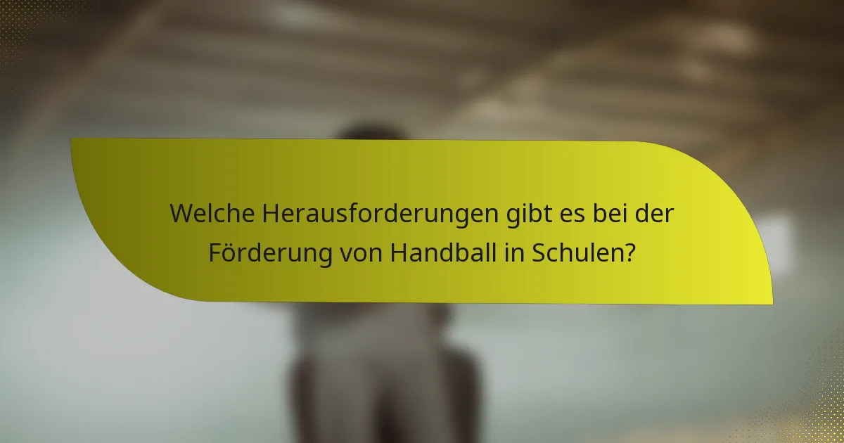 Welche Herausforderungen gibt es bei der Förderung von Handball in Schulen?