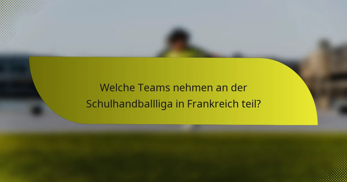 Welche Teams nehmen an der Schulhandballliga in Frankreich teil?