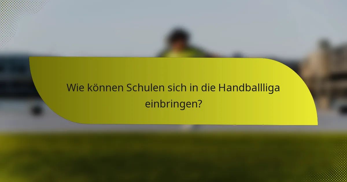 Wie können Schulen sich in die Handballliga einbringen?
